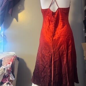 Victoria’s Secret red fade silk spaghetti strap lingerie slip